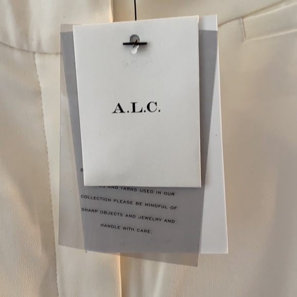 NWT A.L.C. Off White Viscose Wide Leg Cropped Pants Trousers Women's 8 - Picture 7 of 16